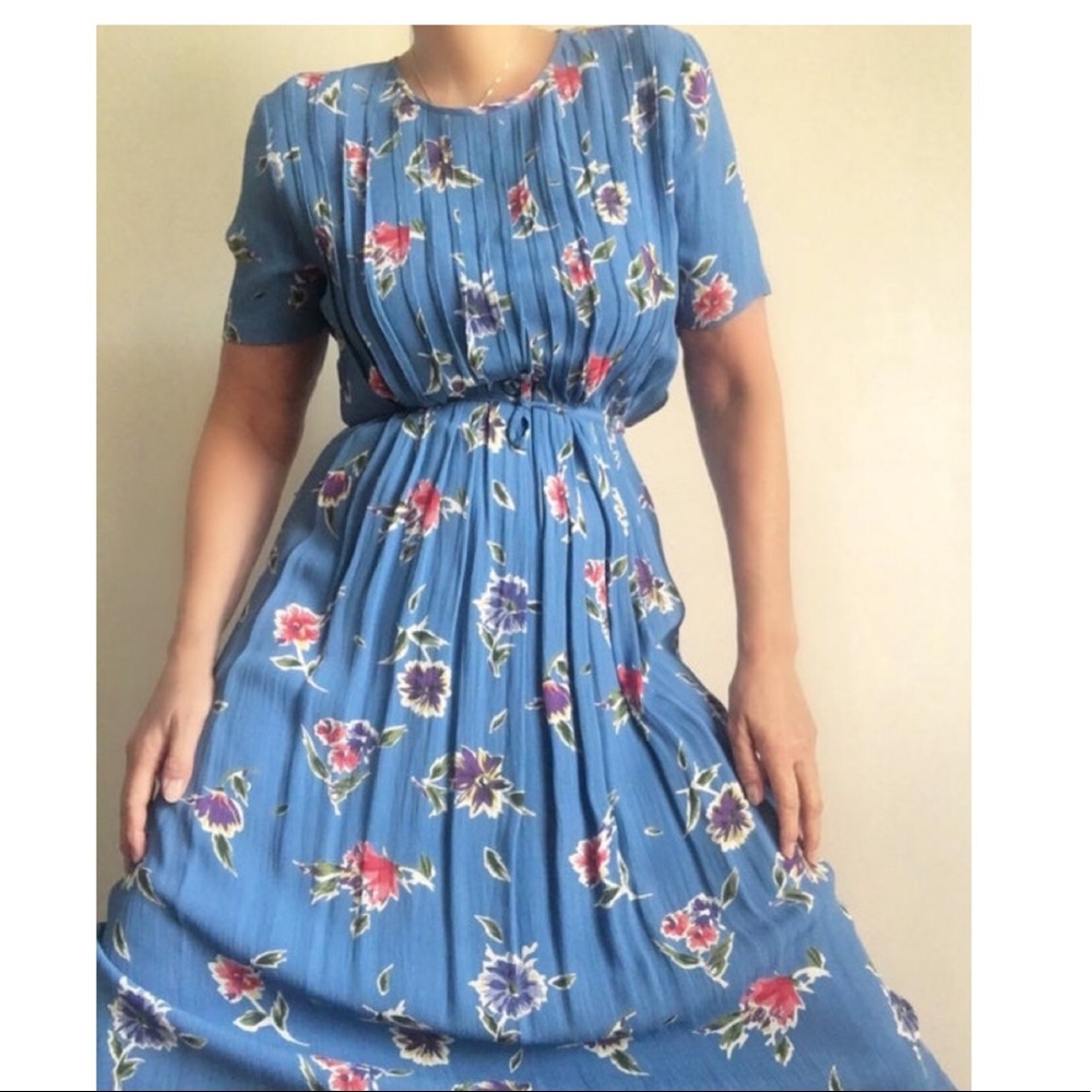 Bohemian Pleated Floral Print Summer Dress
